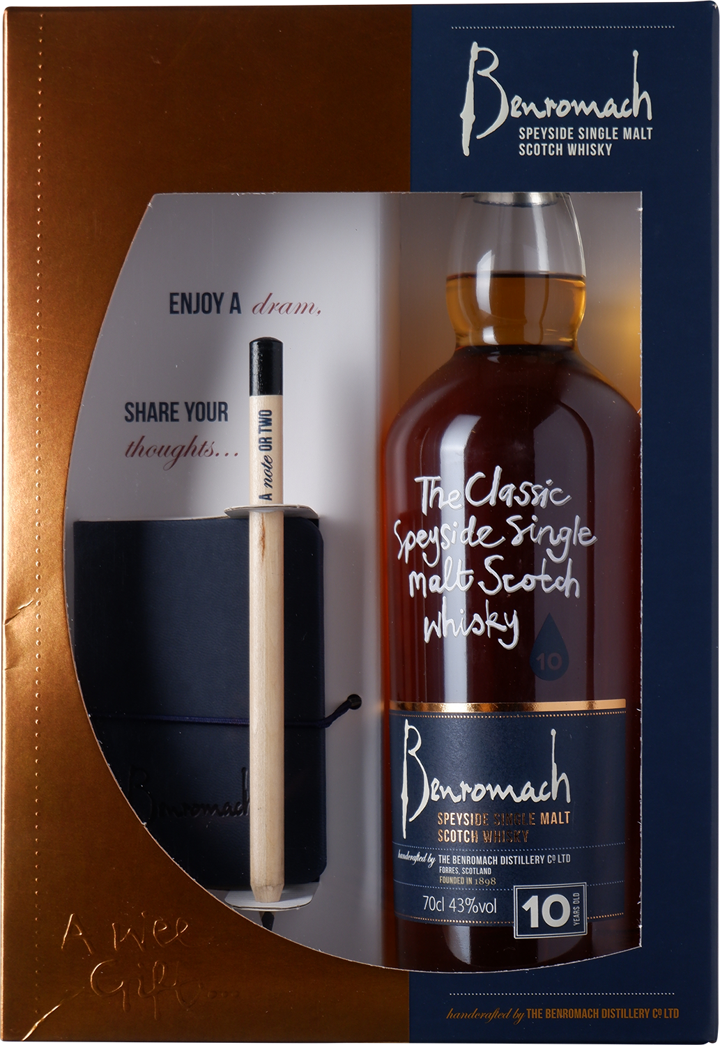Benromach - Speyside Single Malt Whisky 10y old - gift pack + note book