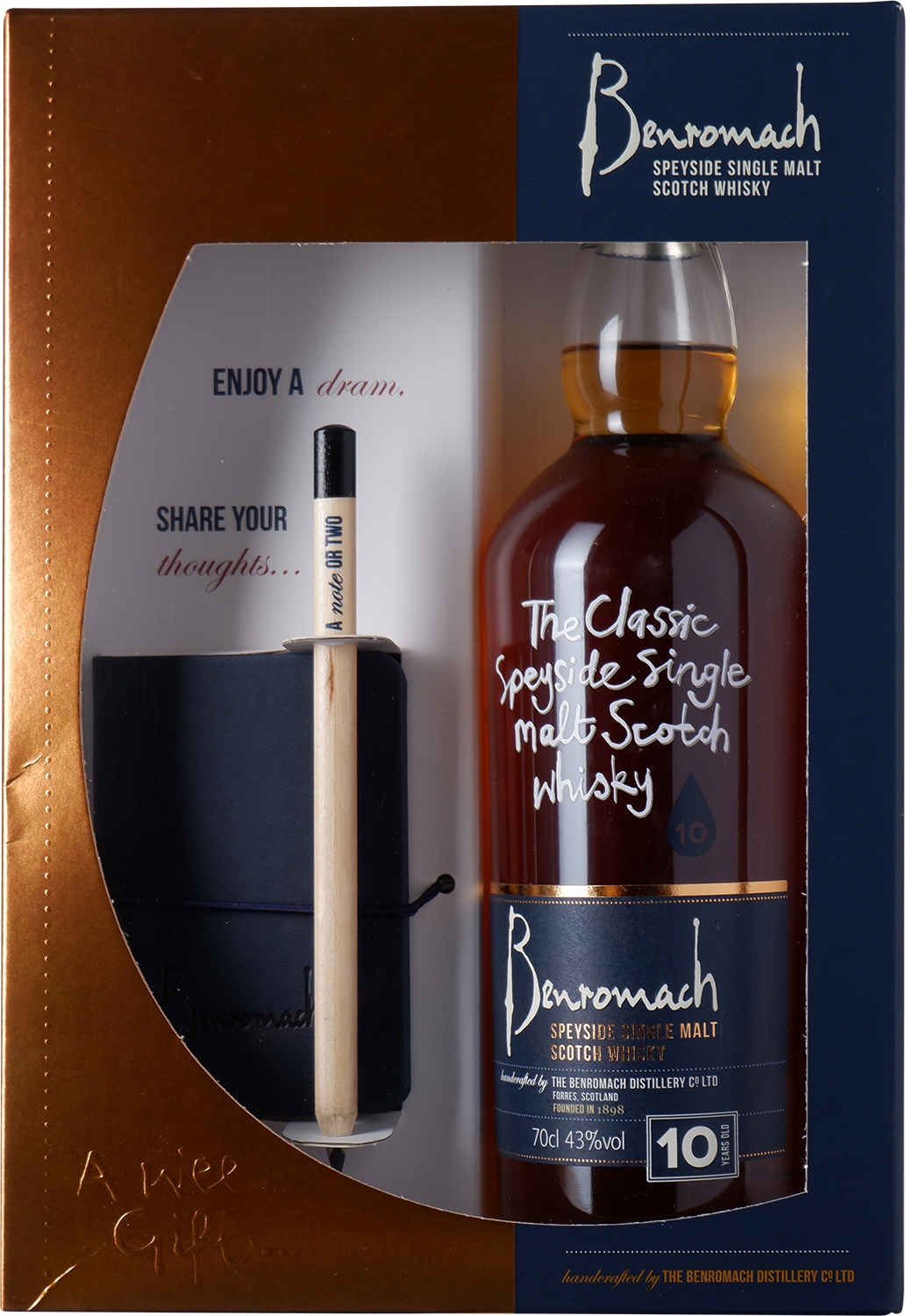 Benromach - Speyside Single Malt Whisky 10y old - gift pack | + note book