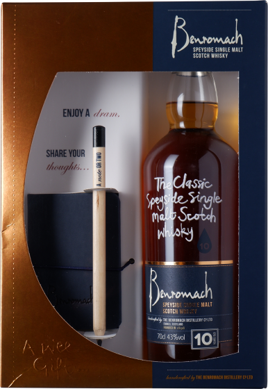 Benromach - Speyside Single Malt Whisky 10y old - gift pack | + note book 