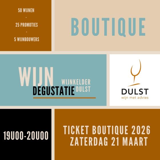 Ticket BOUTIQUE 2026 | zaterdag 21 maart 19.00-20.00 uur