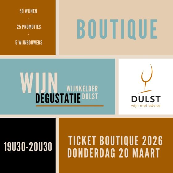 Ticket BOUTIQUE 2026 | Donderdag 19 maart 19u30-20u30