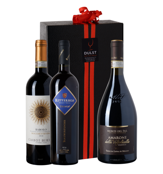 Relatiegeschenk K113 - Italiaanse toppers | Doos met 3 flessen